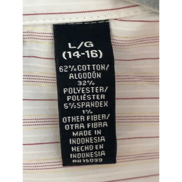 VTG Apostrophe Shirt Stripe Maroon White Gold 3/4 Sleeve Button Front Blouse Str - Picture 10 of 14